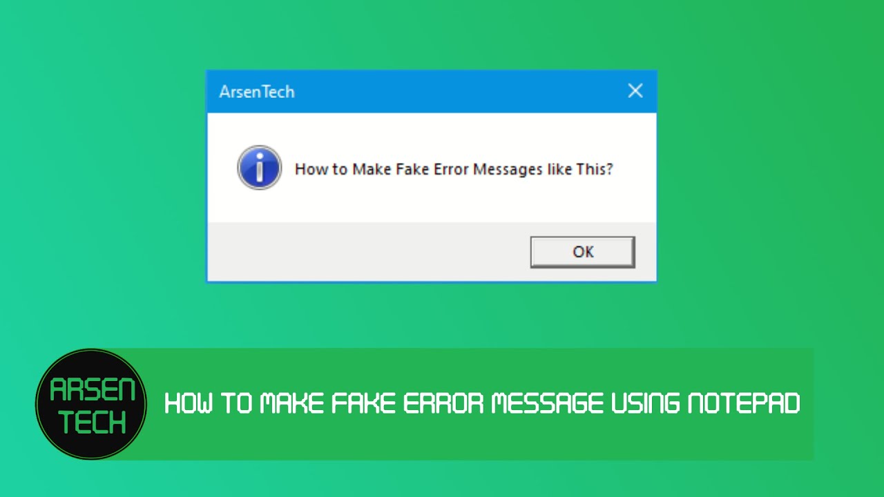 Fake Error Message Text Copy and Paste